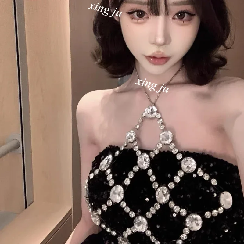 Cantante da donna Gruppo Costumi di danza jazz Paillettes Top lucidi Gonna gonfia Sexy discoteca Ragazze Spettacolo teatrale Kpop Rave Abiti