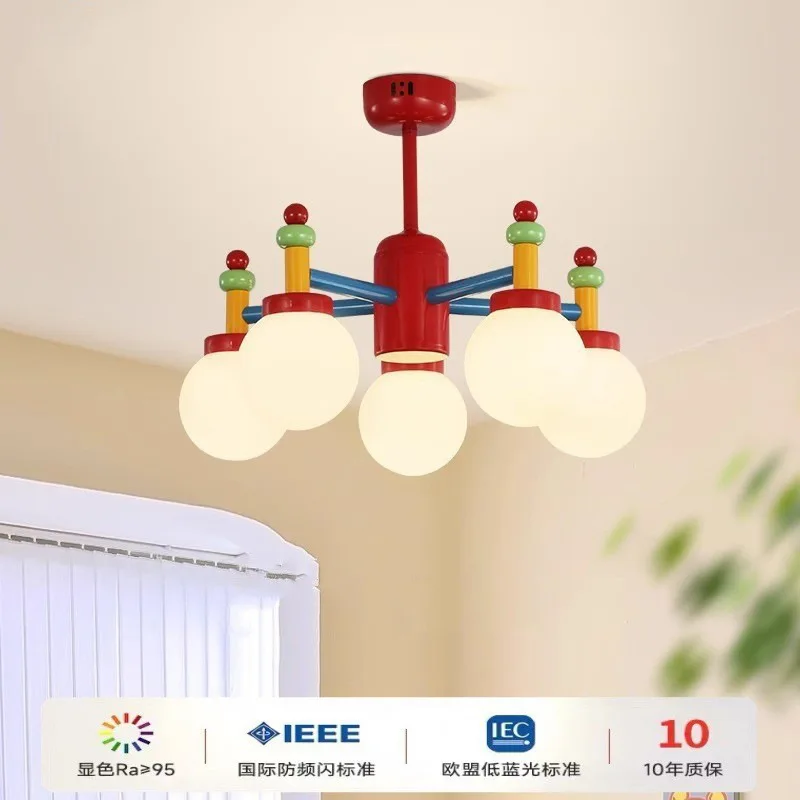 

Colorful Retro Children's Room Ceiling Chandelier Home Decoration Macaron LED Pendant Lamp for Boys Girls Bedroom Study Lighting