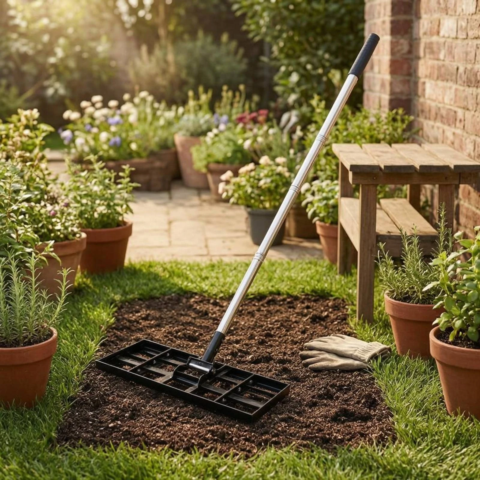 Lawn Leveling Rake Thickened Metal Lawn Leveler Rake Rectangular Head Heavy Duty for Golf Course