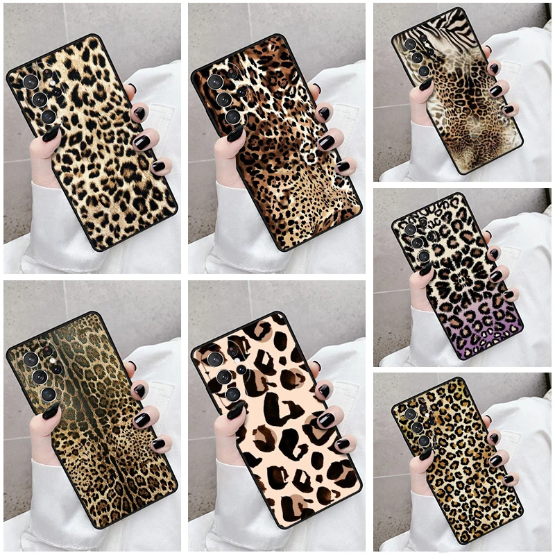 Phone Case For Samsung Galaxy S24 S23 S21fe S22 Ultra Plus Note 10 20 S8 S9 S10 Cover Tan Leopard