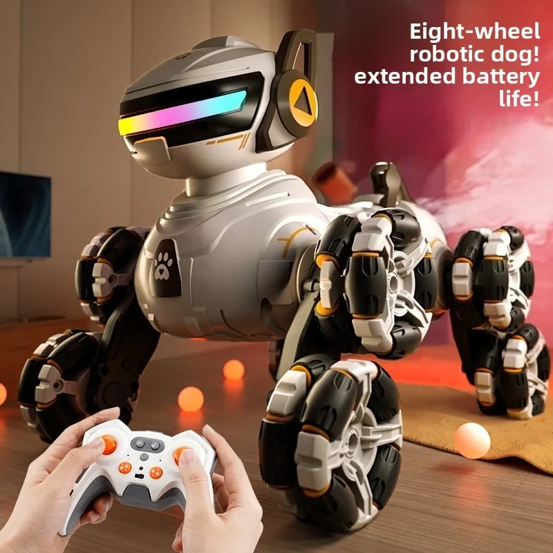 Controllo dei gesti del cane robot con deformazione acrobatica a 8 ruote telecomandata, induzione spray, cane giocattolo per ragazzo da arrampicata su fondo