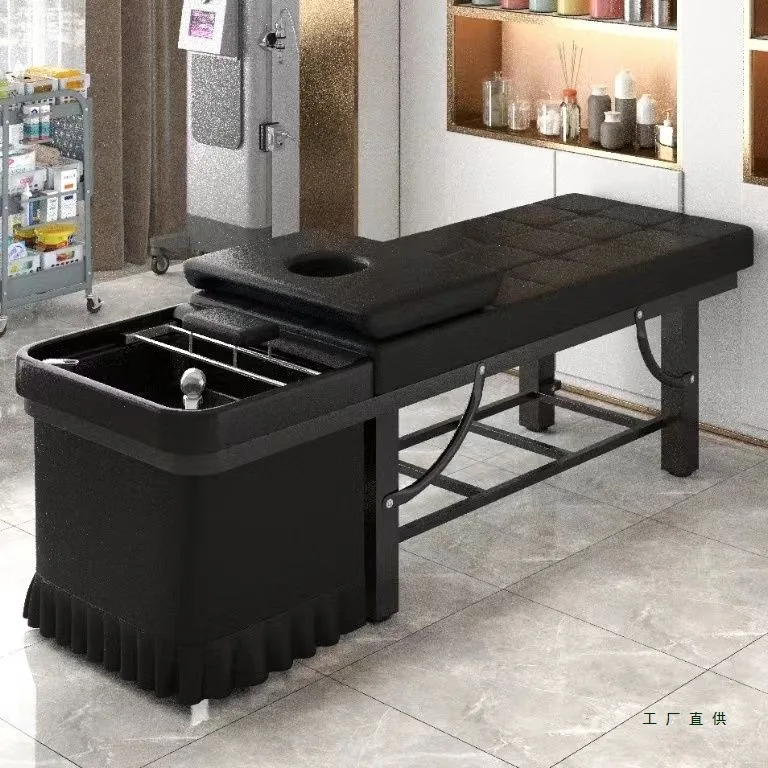 سرير شامبو لصالونات التجميل وتدليك وتبخير الأذن مع سخان مياه ومعالجة الرأس وسرير الحلاقة