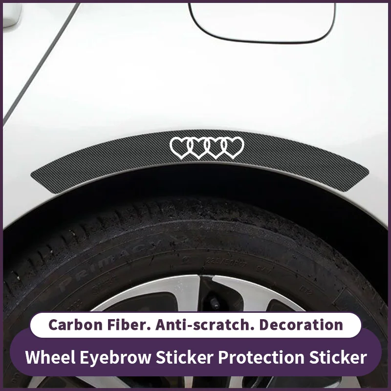 4-Piece Set Suitable for Car Wheel Arch Anti-Collision Strip Decorative Stickers Simply Carbon Fiber Pattern Decorative Strip Anti-Scratch Stickers