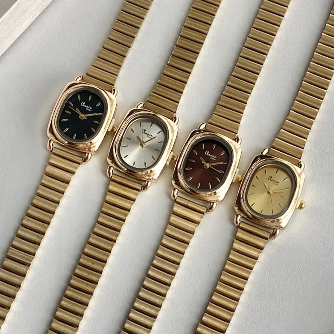 Newest Women's Wristwatch Gold Bracelets Adjustable Stainless Steel Band Oval Ladies Watches Quartz Female Clock Reloj Mujer