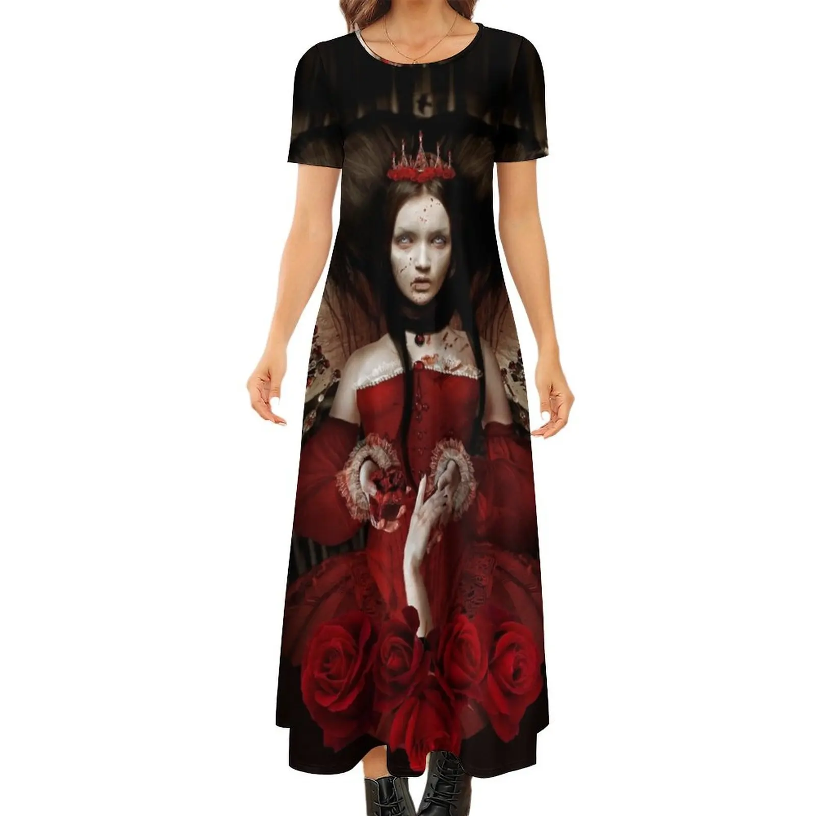 

Bathory Round Neck Short Sleeve Dress long dress women summer Summer women"s clothing long dresses for women Long dresses