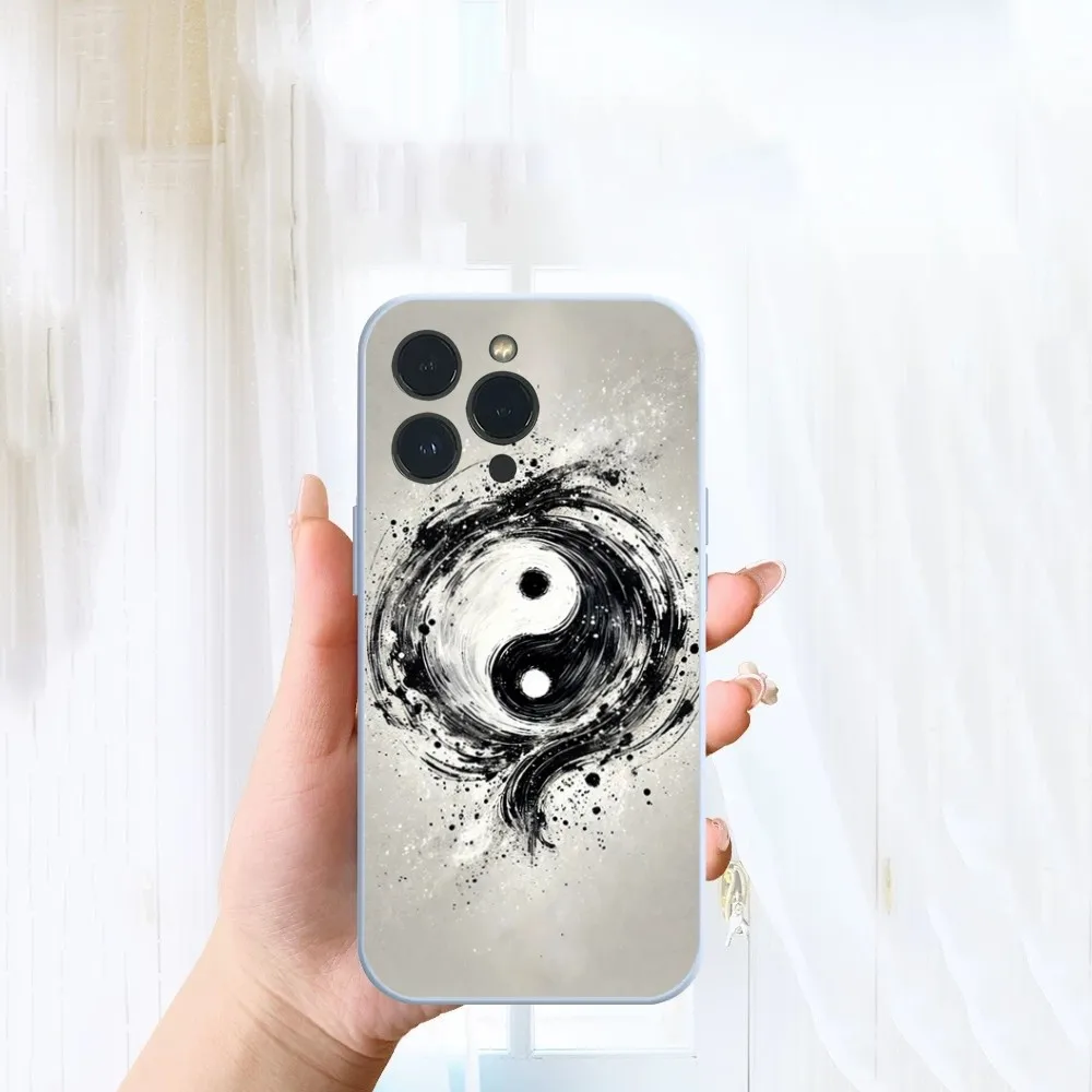 Eight Diagrams Taiji Yin Yang Cover Phone Case For iPhone 14 13 12 11 Pro Max XS Max X XR 7 8 Plus Mini Blue TPU material