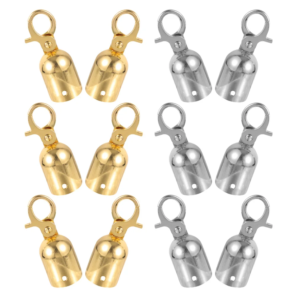 

12pcs Stainless Steel Rope End Snap Hook Guardrail Connectors Cord Locks End Caps Stoppers Metal Fasteners For Stanchions Hotels