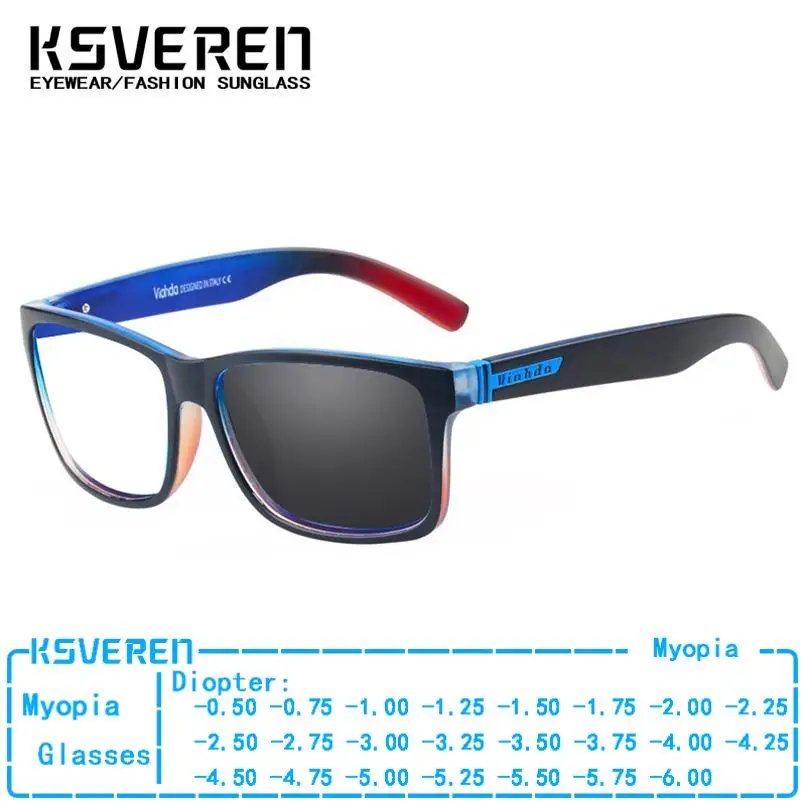 

Fashion Square Photochromic Myopia Glasses Men Women Full Rim Nearsighted Glasses Outdoor Color Changing Eyewear -0.5 To -6.0