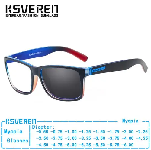 Imagen 1 del producto Gafas fotocromáticas cuadradas a la moda para miopía, gafas para miopía con borde completo para hombres y mujeres, gafas que cambian de Color para exteriores,-0,5 a-6,0