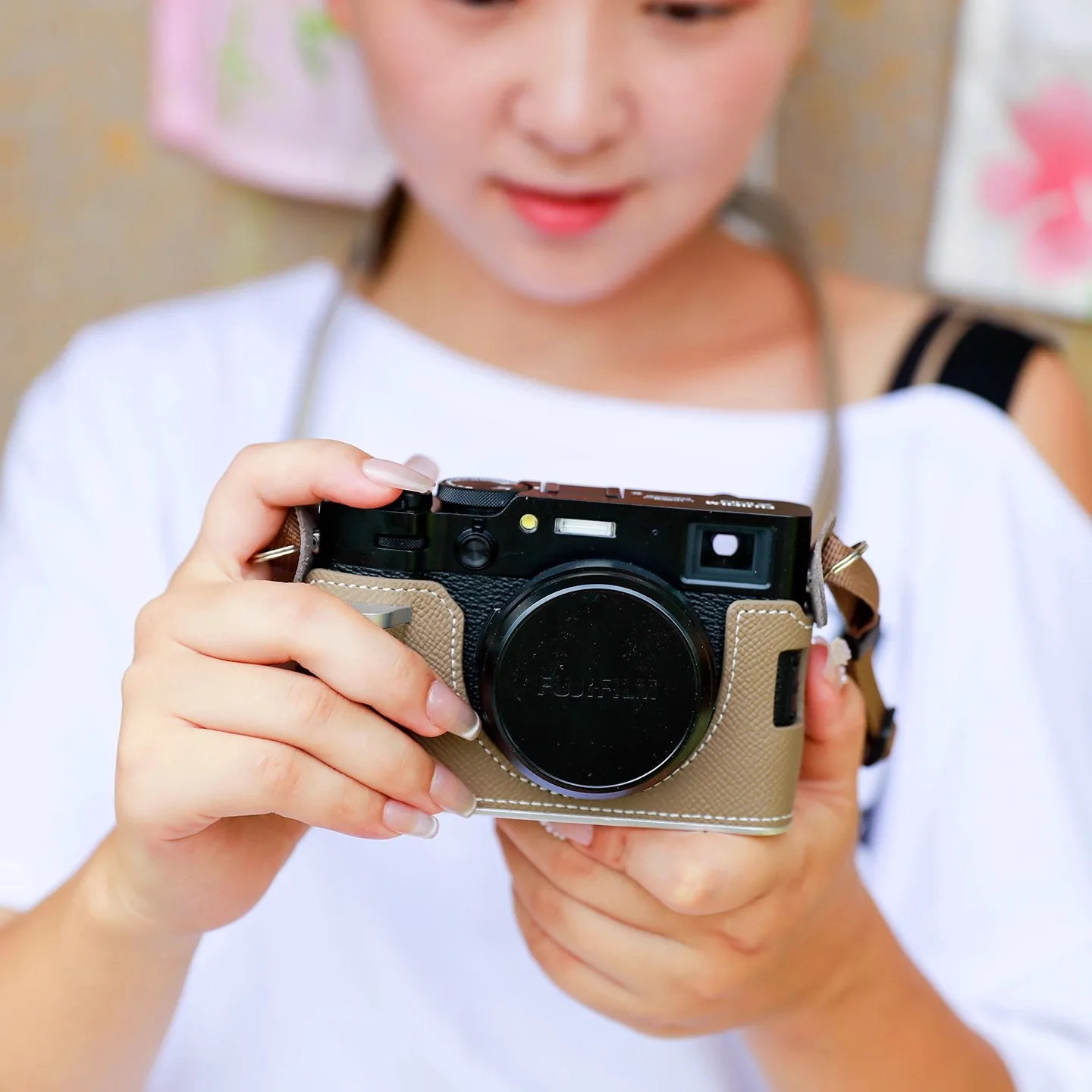 NEW handwork Camera Genuine leather cowhide Bag Body BOX Case For Fujifilm X100VI XM5 skin hand grip Protective sleeve base