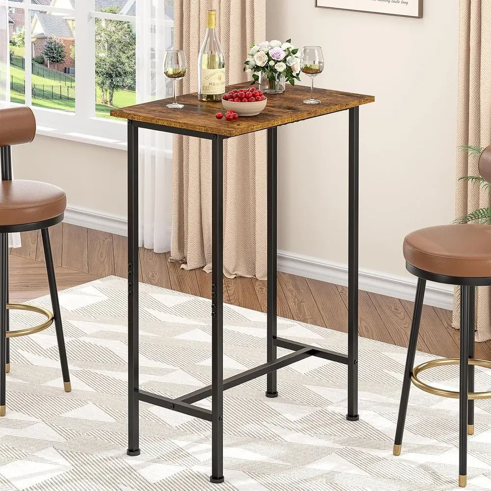 

High Top Table, Compact Bar Table, Bar Height Pub Table, Kitchen Dining Table or Aparent Breakast Nook Home Bar, Sturdy Metal e,