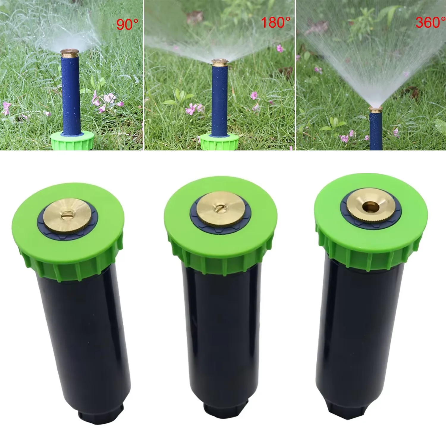 

5 шт., всплывающие разбрызгиватели 90/180/360 градусов, садовая лужайка, клумба, спринклер для орошения фермы, 1/2 дюйма, насадка для разброса с внутренней резьбой