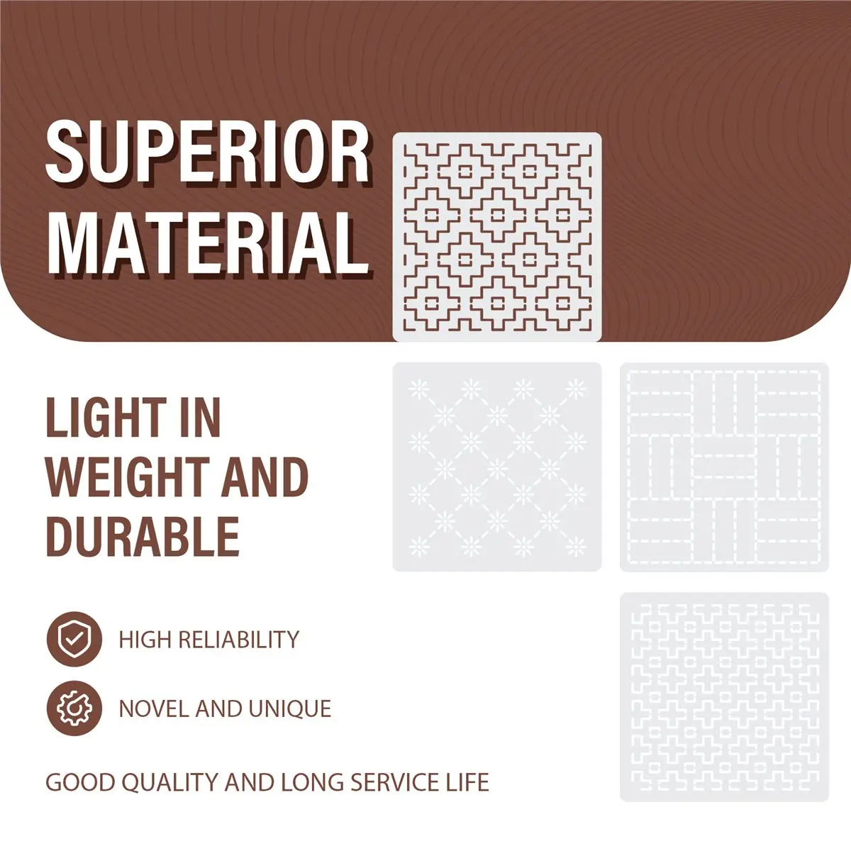 Y17A 24Pcs Plastic -Stencil Kit 4.7 X 4.7Inch Geometric Pattern Template Drawing Line Embroidery Pattern for Beginners