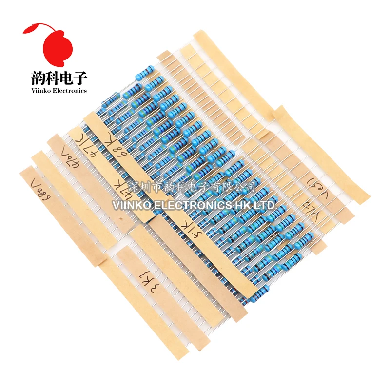 300PCS 1/4W 1/2W 1W 1% Metal Film Resistor Assortment Kit 10R -1M Ohm Resistance Set