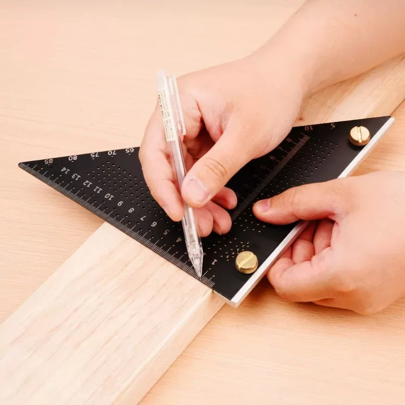 Stainless Steel Woodworking Hole Ruler Thickened Right Angle Protractor Durable High Precision Measuring Tool Carpentry Projects