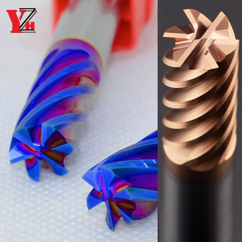6 Flute HRC63/HRC68 Cutter CNC Machine Router 4mm 5mm 6mm 8mm 10mm 12mm 14mm 16mm 20mm For Steel