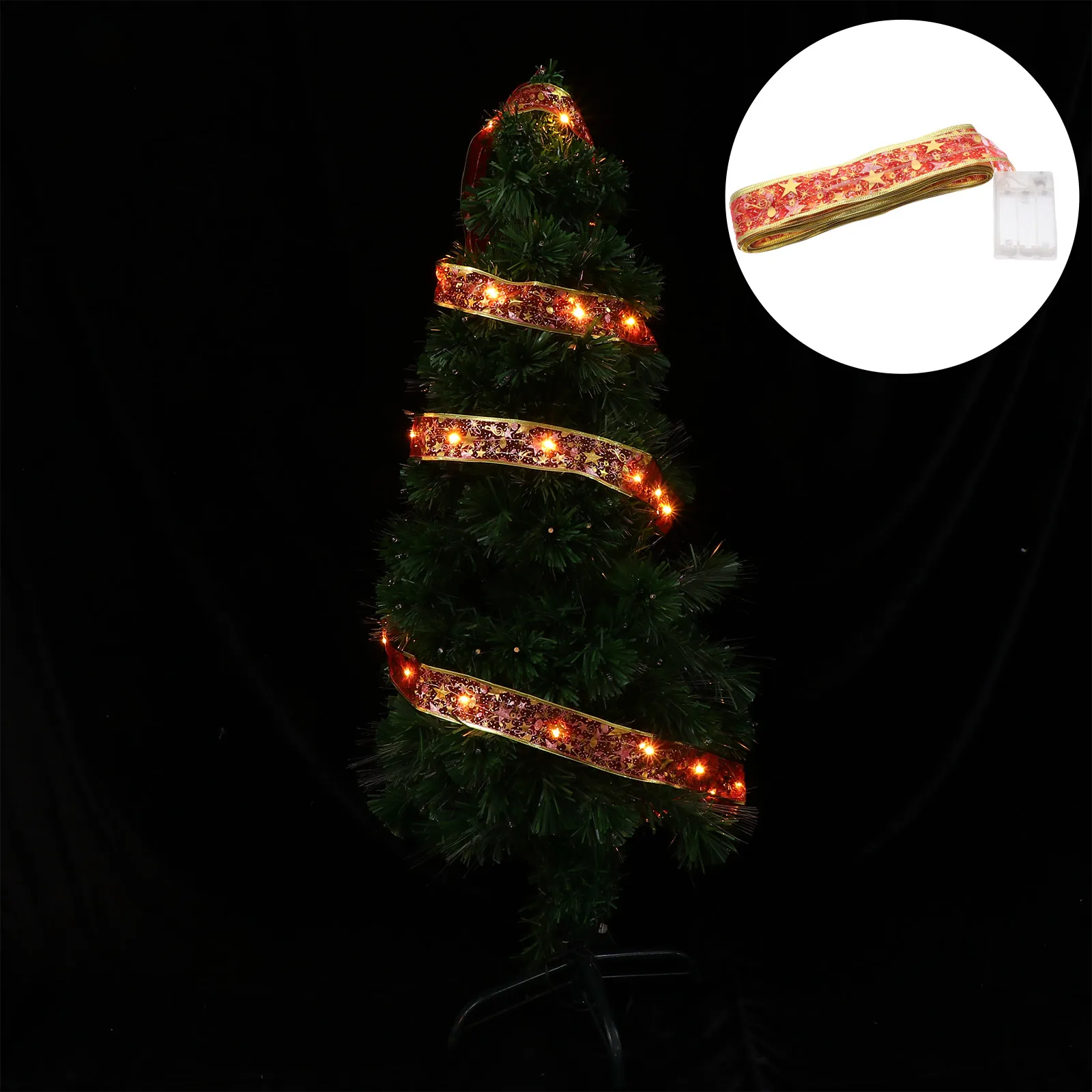 

1pc Christmas Tree Decorations LED Ribbon Lamp String Garland Cloth Wrapped Xmas Lights Operated Festive Ornaments Home