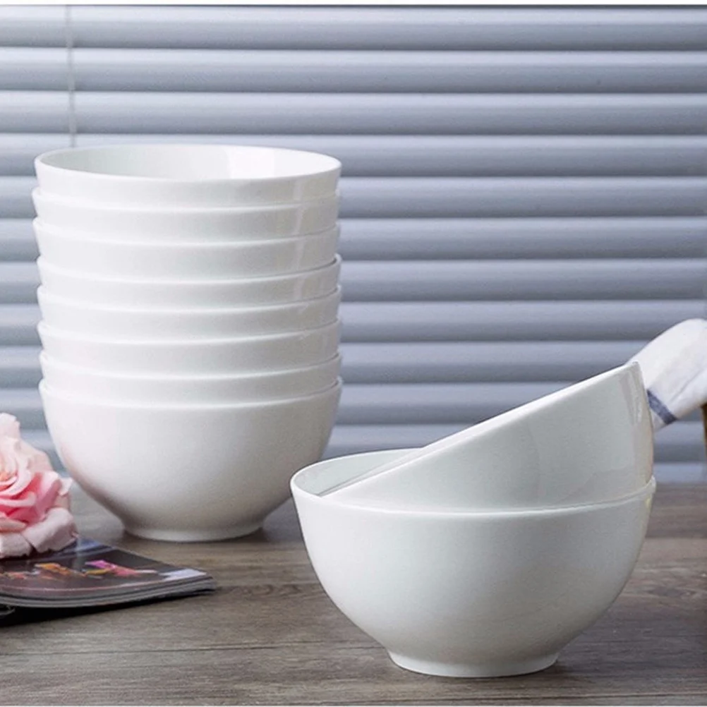 

6 шт. фарфоровые миски, миски для риса, посуда, термостойкая, устойчивая к царапинам, простой дизайн, идеальный размер, 4-дюймовый фарфор