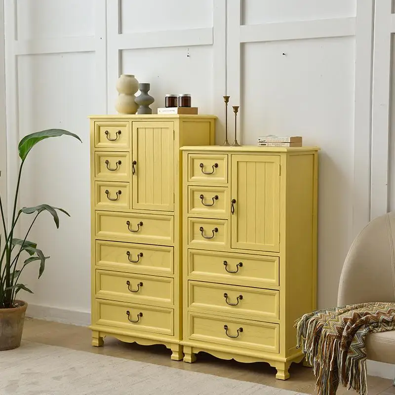 

country solid wood living room storage cabinet side cabinet retro drawer small cabinet decorative locker
