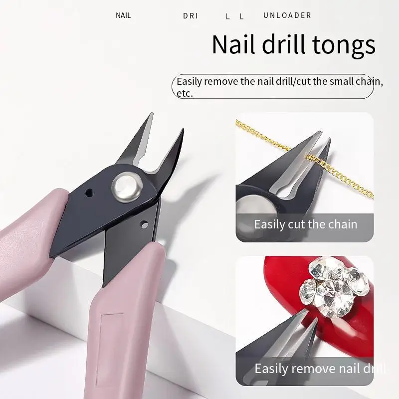 Professional Nail Art Drill Removal Pliers Metal Scissors Duty Pliers for Cutting Chains Rivets Nail Art Decoration Removal