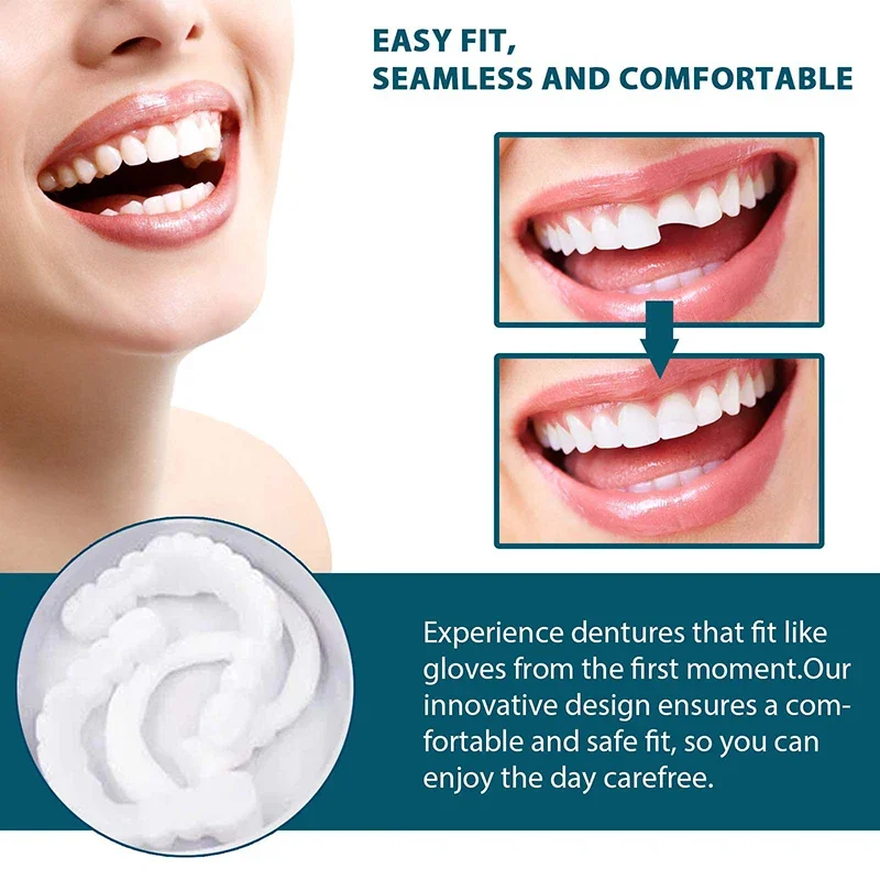 Conjunto De Dentes De Dentadura Ajustável, Folheado Instantâneo, Clareamento De Cintas De Dente, Resina Temporária, Dentes Sorridentes