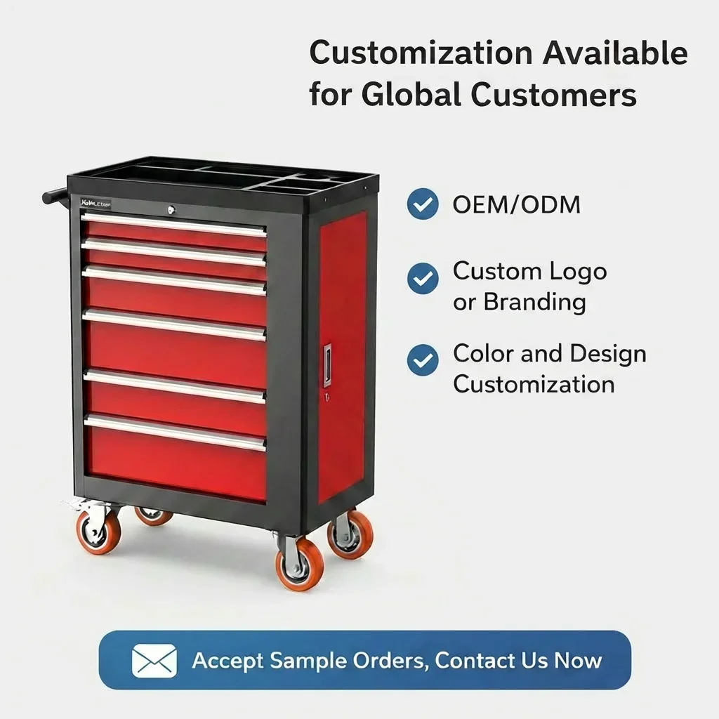6 Drawer Car Repair Toolbox Cart Mobile Repair Cart Workshop Locker Roller Cabinet Steel Tool Storage Tool Cabinet