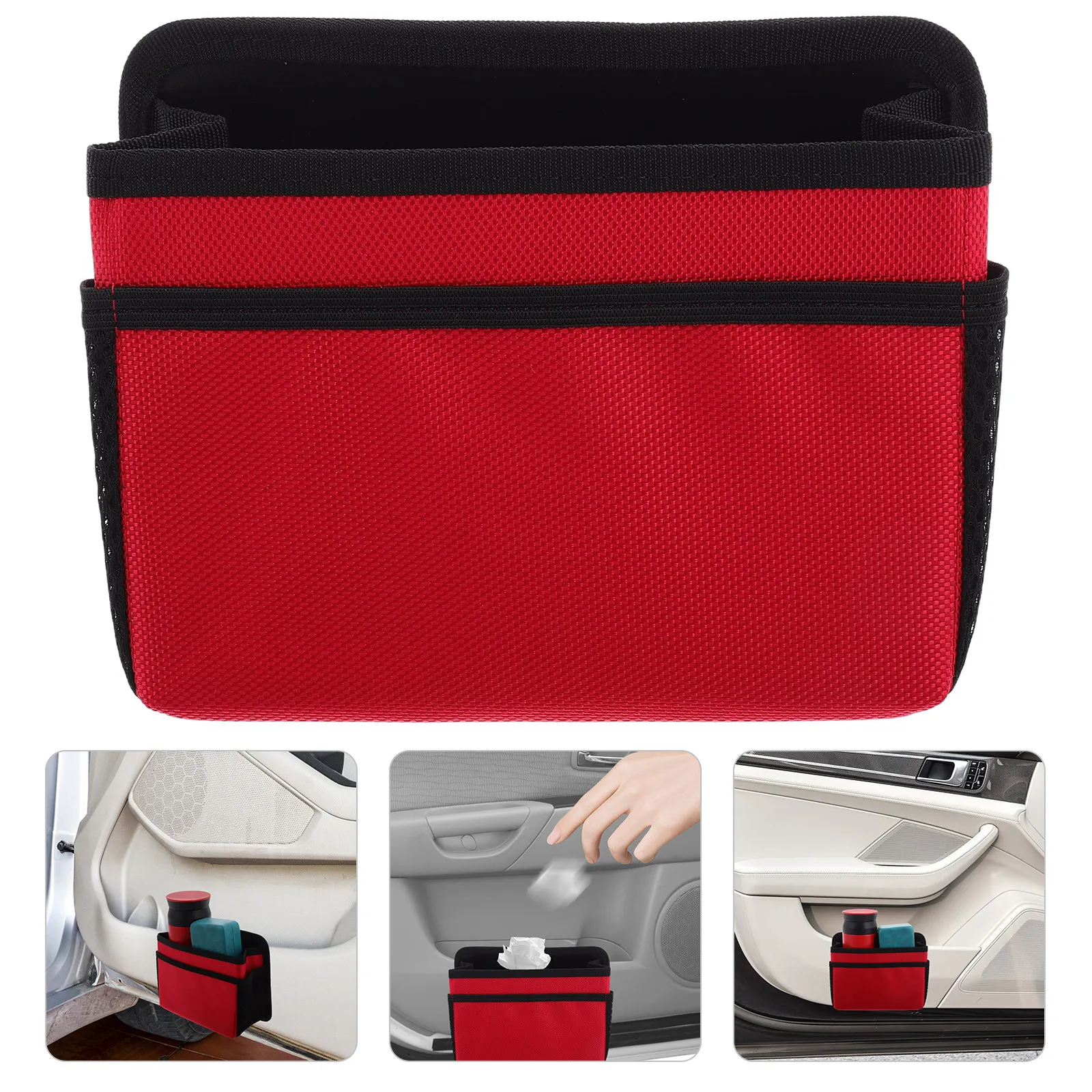 Foldable Car Trash Can Back Seat Organizer Oxford Fabric Storage Box Multifunctional Hanging Bin for Snacks Drinks Tissues Car