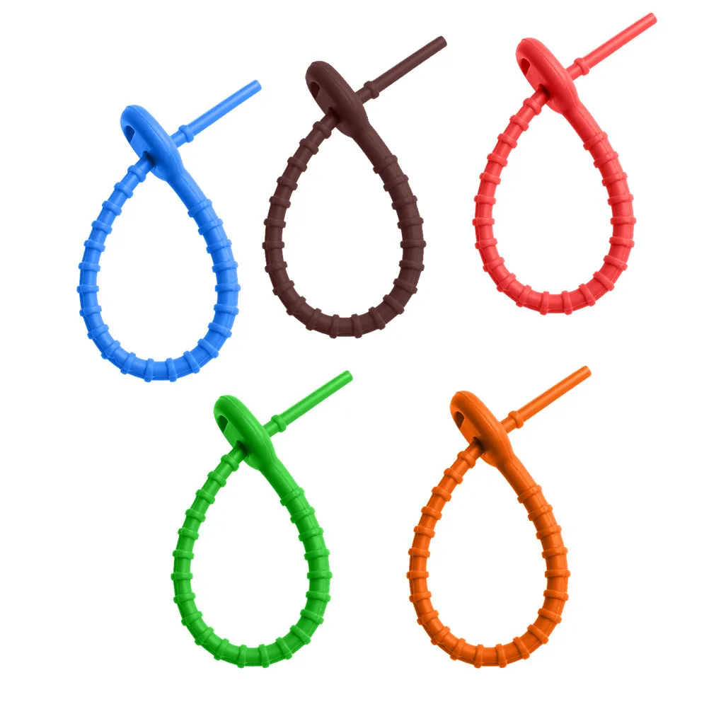 10Pcs Silicone Reusable Cable Ties Cord Bundling Supplies for Data Cables Headset Wires USB Chargers Wire Organizer Desktop