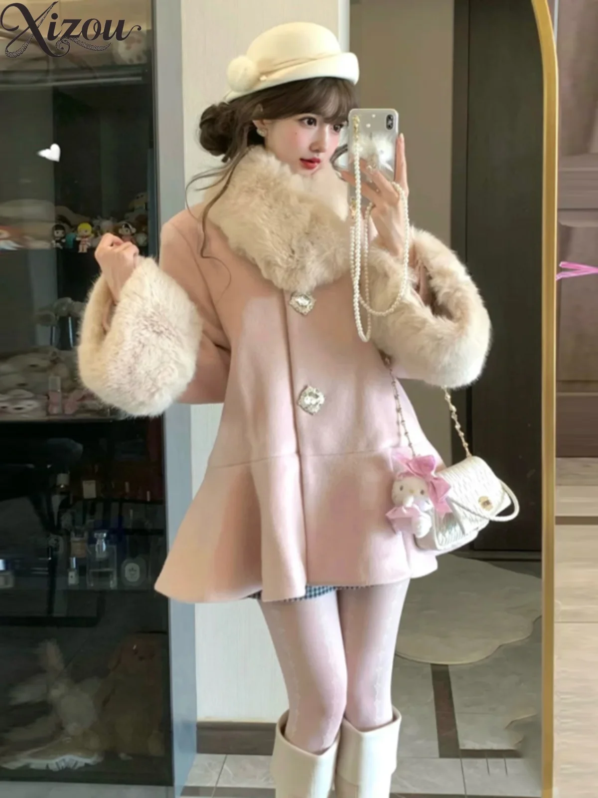 Princess Style Fur Collar Woolen Coat Women's Gentle High-end Super Beautiful Overcoat Fashion Girl Sweet Wool Coats