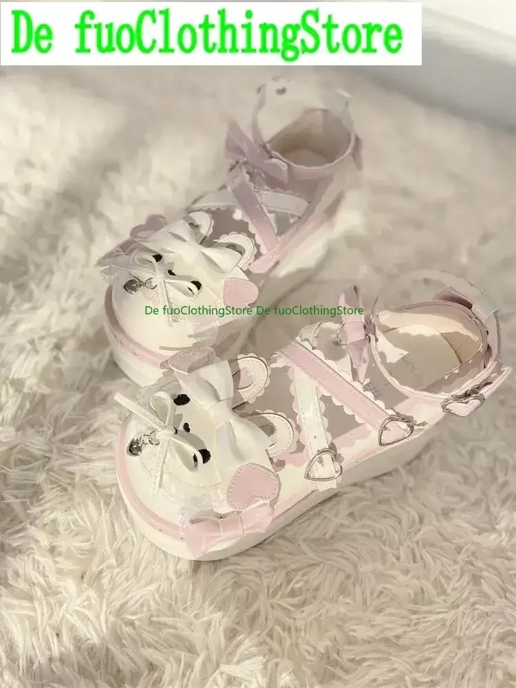 College Lolita Shoes Sweet Girl Cute Bow Kawaii Platform Shoes Spring New Daily Y2k Leather Shoes Elegant Lo Pumps