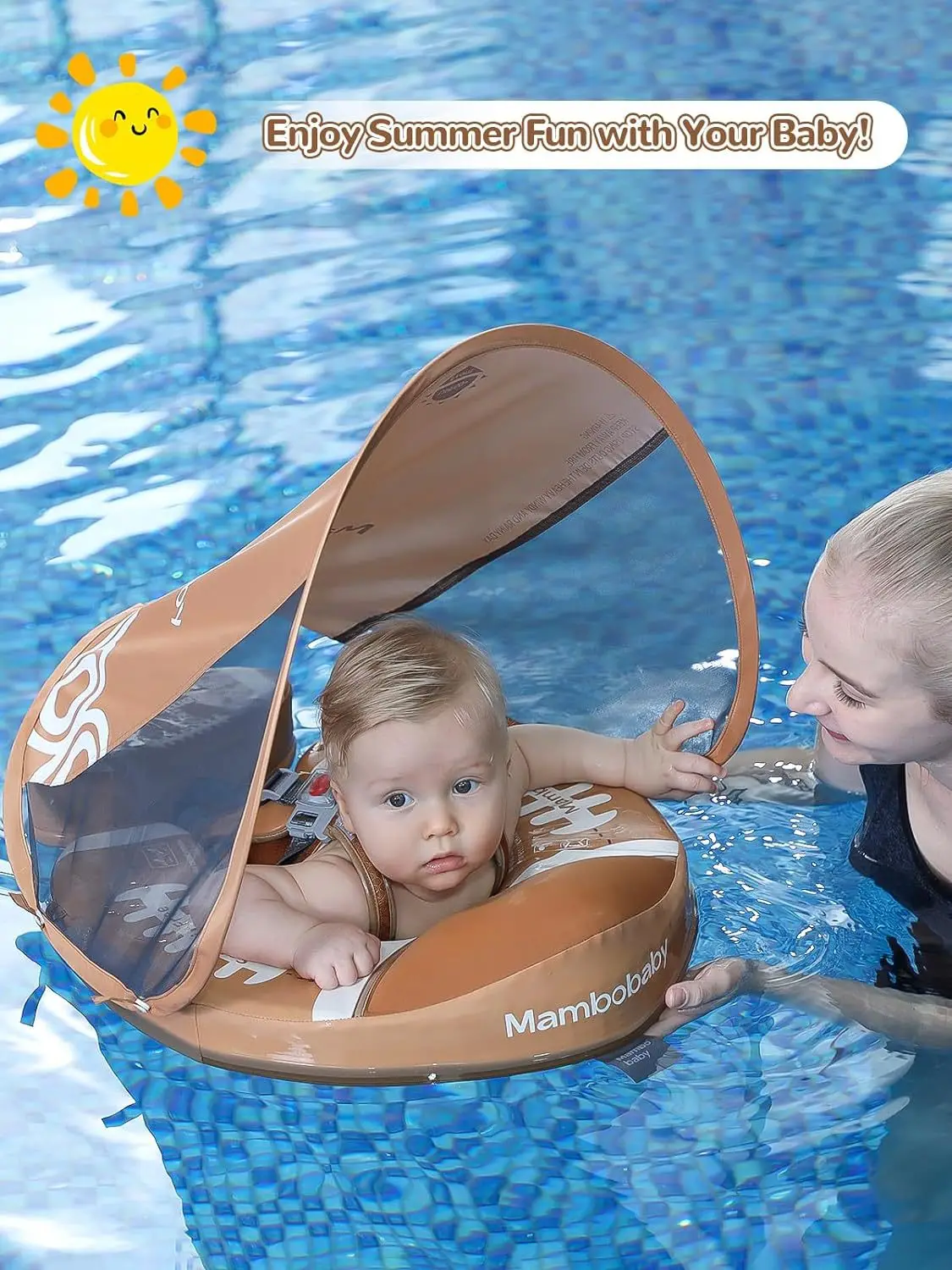 Brinquedos flutuadores não-infláveis com dossel solar, natação de segurança, flutuador sólido da piscina da criança, mais novo bebê flutuador, idade 3-24 meses