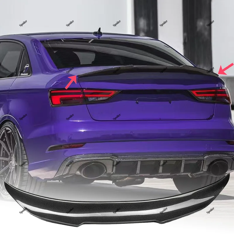 For Audi A3 S3 RS3 8V Sedan 2013-2020 PSM Style Rear Boot Spoiler Car Rear Trunk Lip Spoiler Wing Rear Roof Spoiler Cap Tuning view 3