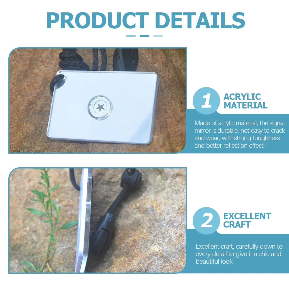 

2pcs Mirror Unbreakable Acrylic for Camping Hiking Outdoor Survival Tools Reflective Outdoor Survival SOS