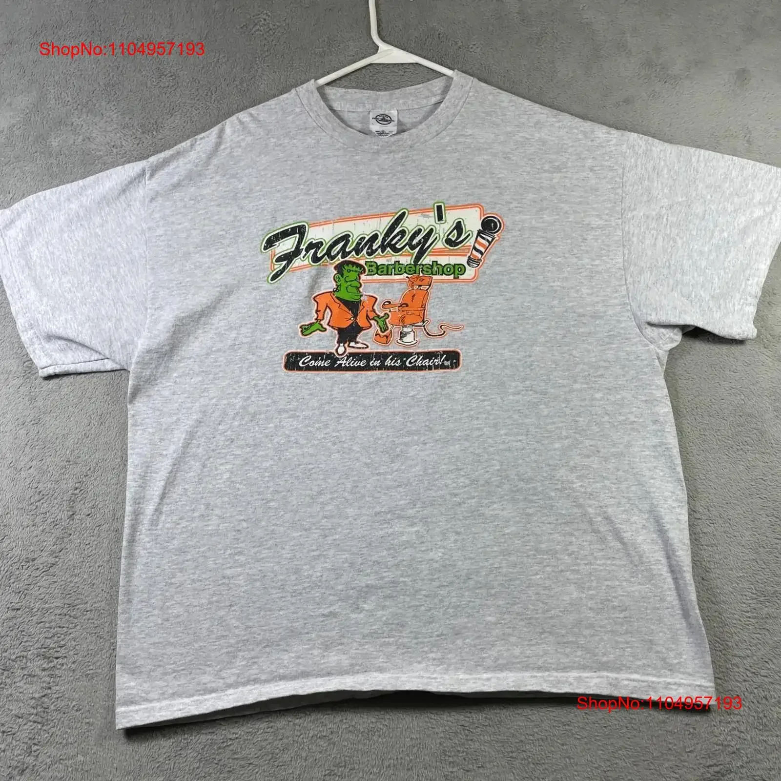 

Vintage T Shirt Adult XL Gray Franky's Barbershop Y2K vintage Washed streetwear Stylish graphic Comfortable homme
