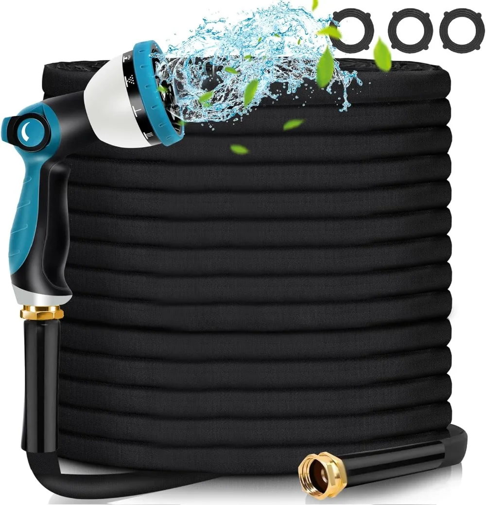 

100ft Garden Hose 100ft Water Hose with 10 Functional Nozzles Lightweight Resistant Non-Expansion Fabric Garden Hose