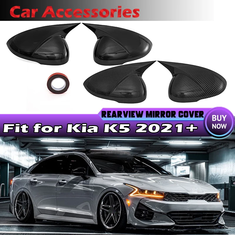 

For Kia K5 2020 2021 2022 2024 RearView Mirror Housing Demon OX-Horn Modified Inverted Mirror Cover Car Exterior trim Add-On