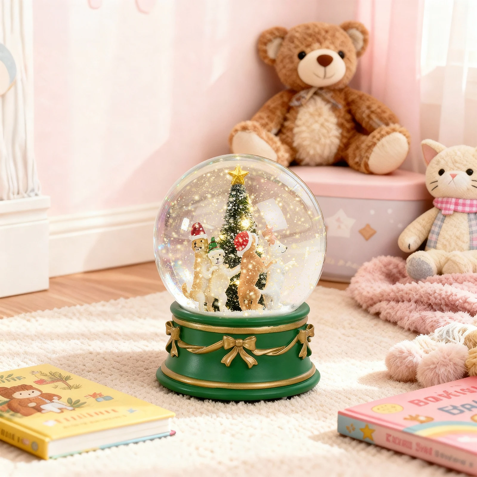 

LED Christmas Snowball Water Globe with Animal Figures, Light Up Crystal Ball for Kids & Toddlers, Christmas Tree Decor, Festive