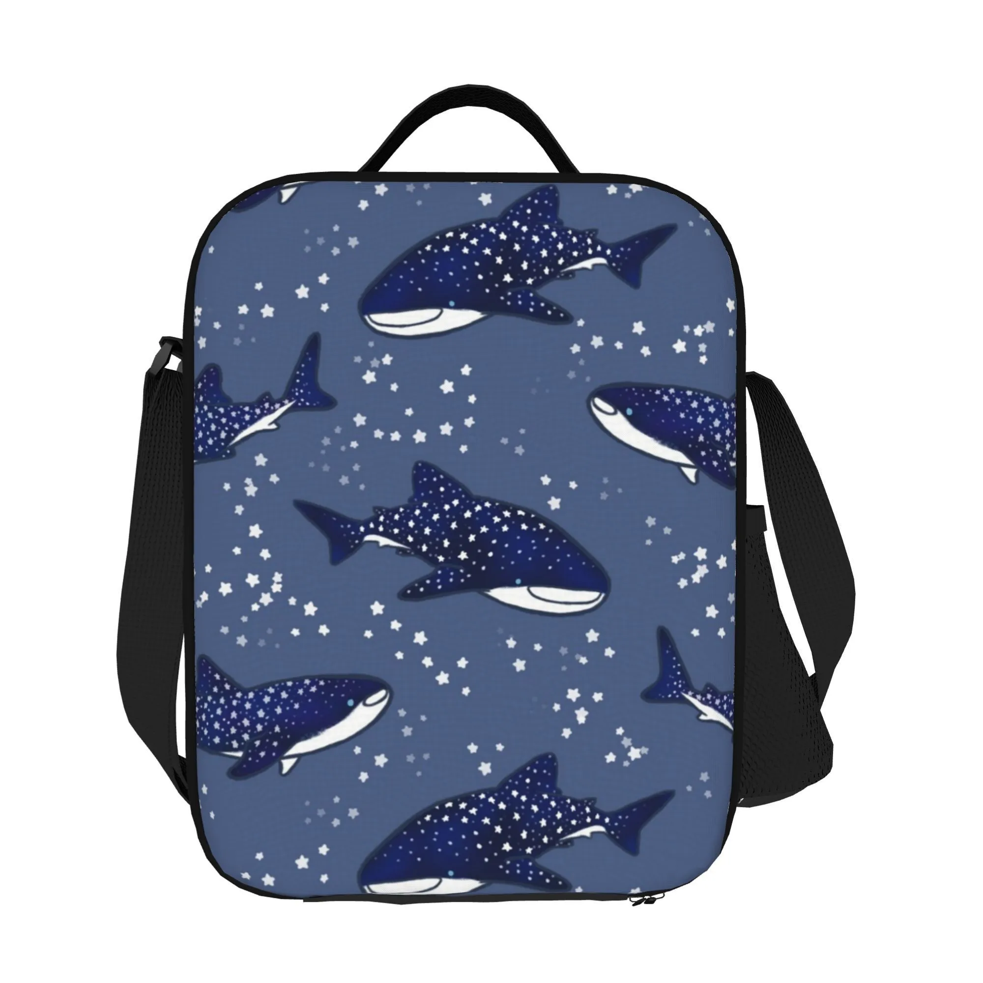 Starry Whale Sharks Print Portable Tote Bag for Office Travel Shopping Daily Life