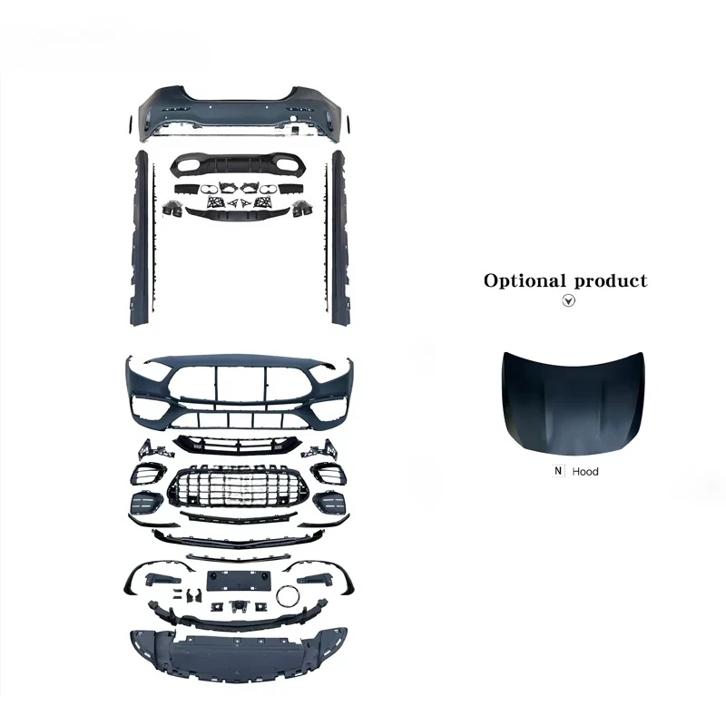 

2019-2024 a Class W177 Sedan Front & Rear Bumper Upgrade New A45s Body Kit Including Grille Side Skirt