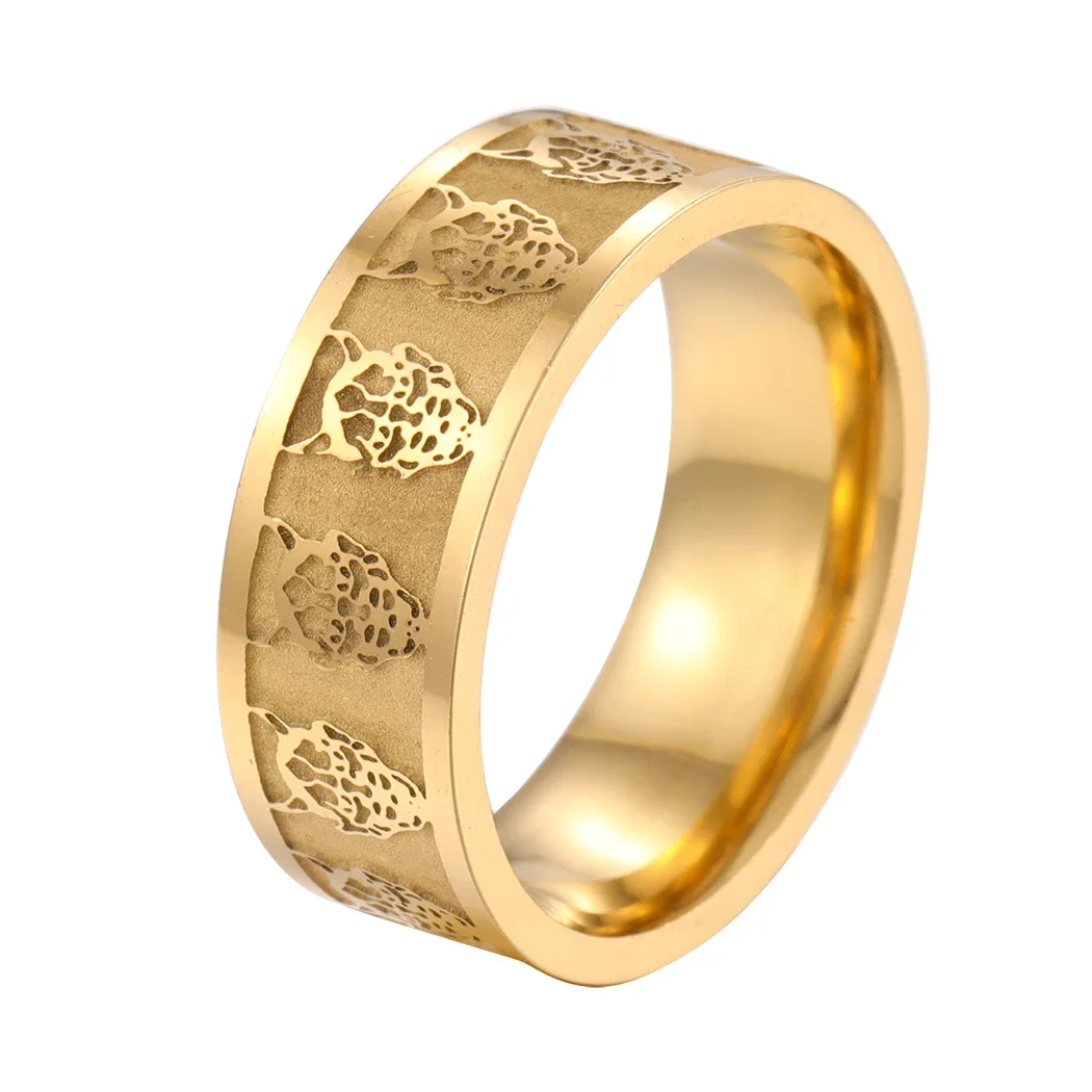 Kinitial Trendy Japanese Hannya Face Oni Mask Rings Men Stainless Steel Jewelry Wide Band Ring