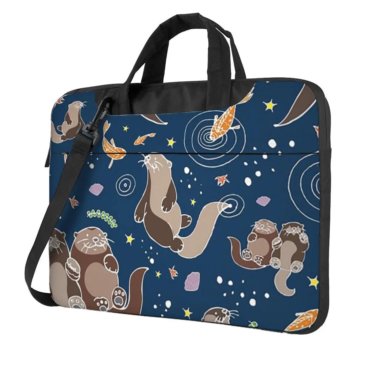 

Сумка для ноутбука через плечо с морскими выдрами в ночное время, сумка для компьютера 13, 14, 15,6-дюймовая сумка для ноутбука Macbook Pro Lenovo