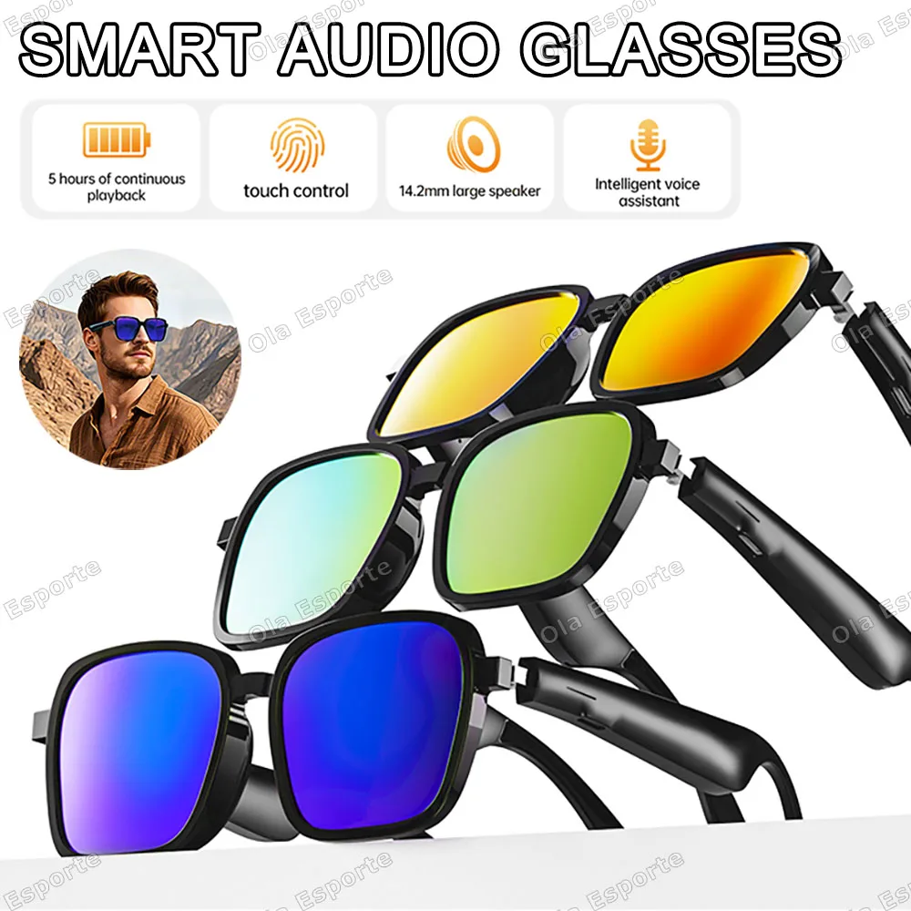 

2026 New Smart Bluetooth Sunglasses Listen to Music Make Calls Fashionable Sunglasses with Air-Conduction Audio Touch Controls