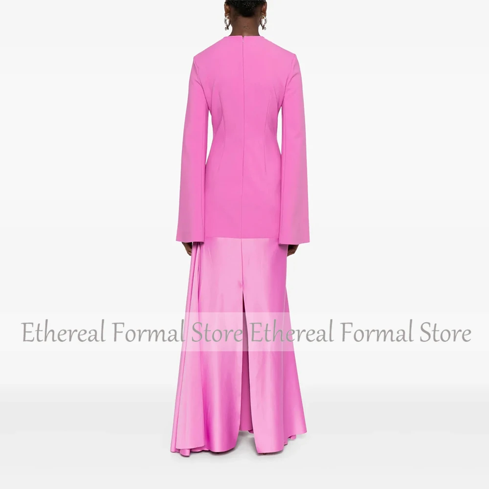 O Neck Evening Gown For Wedding A Line Formal Party Dress Long Sleeves Saudi Dress Floor Length Prom Dress