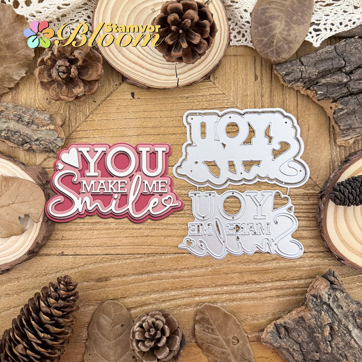 Original Lovely YOU MAKE ME SMILE Titel Worte Metall-Stanzformen für Scrapbooking, dekorative Prägung