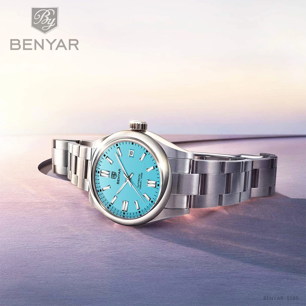 

Top BENYAR Men's Fully Automatic Mechanical Watch Fashion Calendar Stainless Steel 100M Waterproof Watches for Man Reloj Hombre