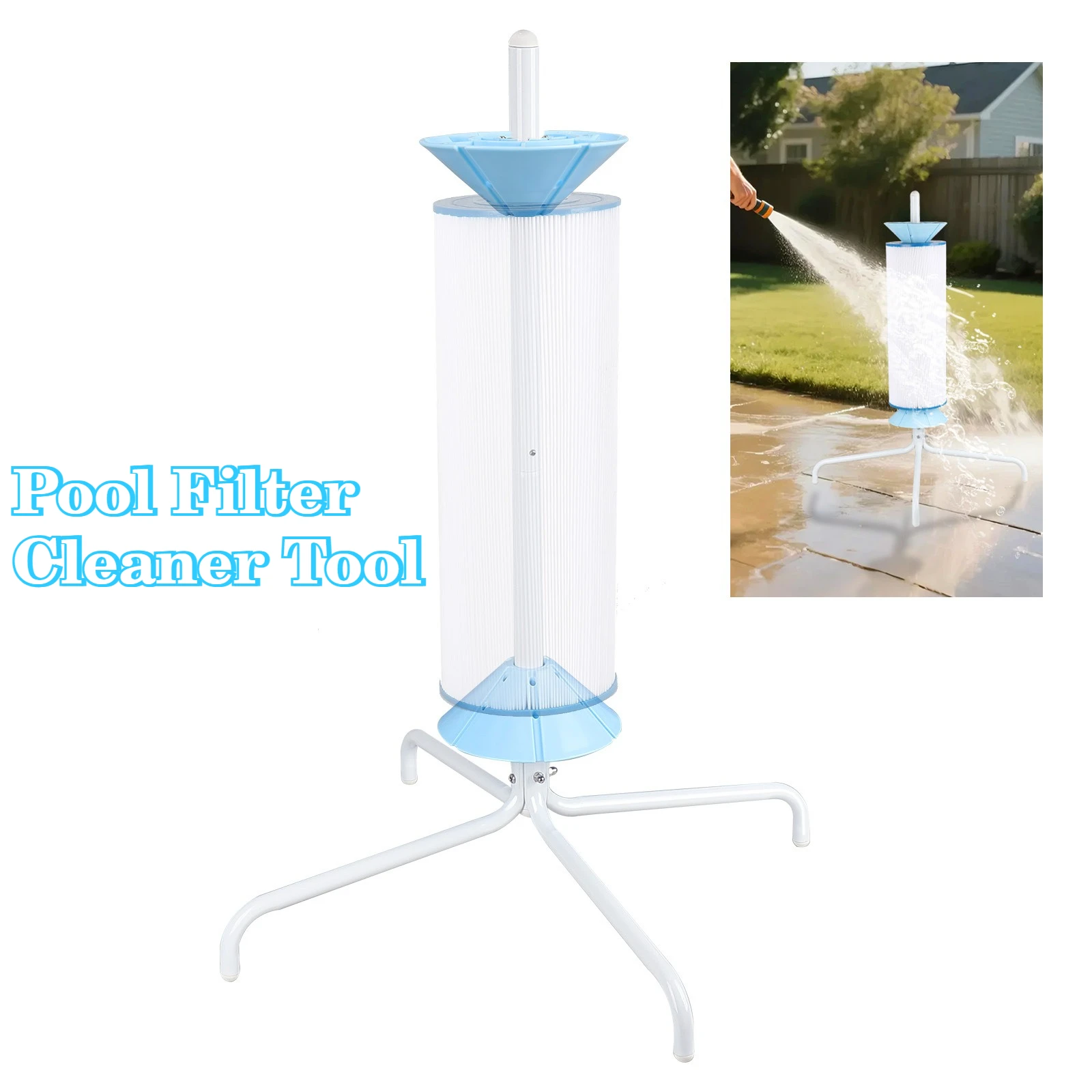 Herramienta limpiadora de filtros de piscina para cartuchos de 3/4/6 pulgadas Quick 360 ° Limpieza de rotación y mantenimiento del diseño del hilador desmontable para nadar