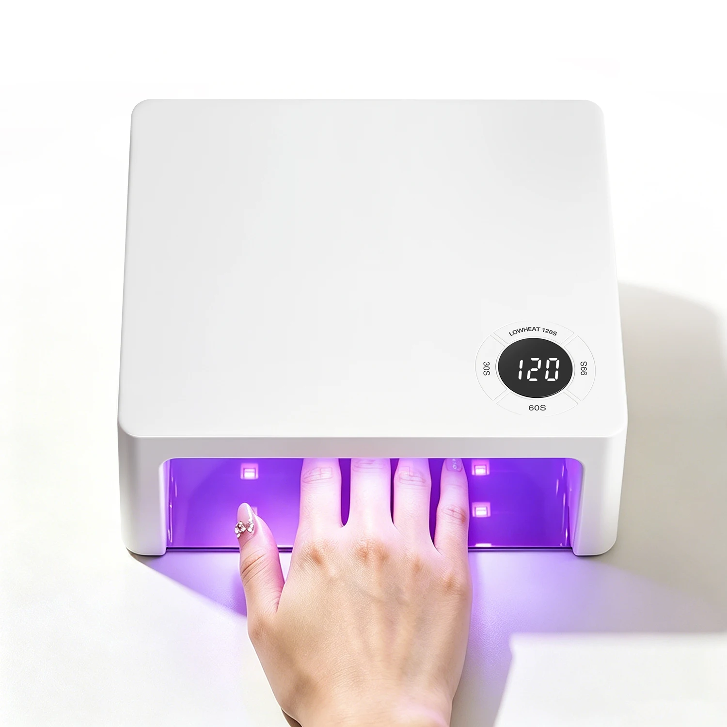 Professional UV LED Nail Lamp with 45 Dual Wavelength 365+405nm LED Beads, 4 Timer Settings 30s/60s/99s/120s Low Heat Mode