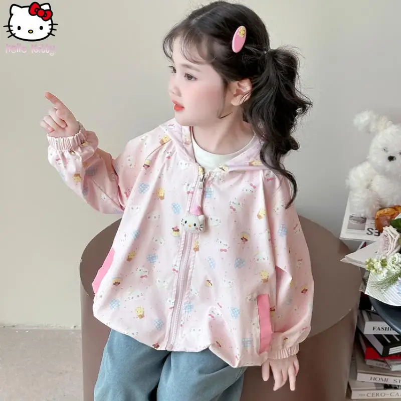مرحبا كيتي فتاة Kawaii هوديي أنيمي الأطفال الخريف جديد سانريو الكرتون Stormtrooper طالب الحلو ومتعددة الاستخدامات القوس بلايز عادية
