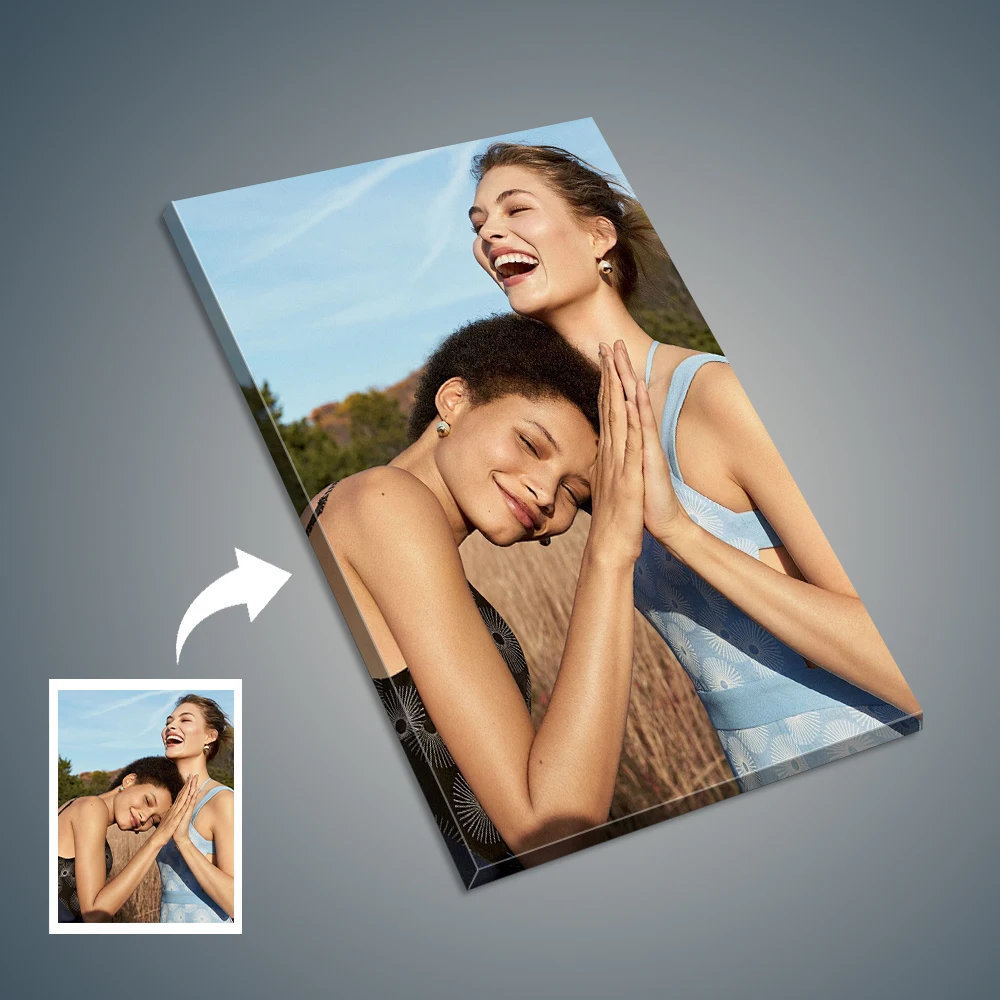 1 Pc Customized Photos on Canvas with DIY Wood Frame or frameless poster,Personalized Custom Photos for Your Lover,family,friend