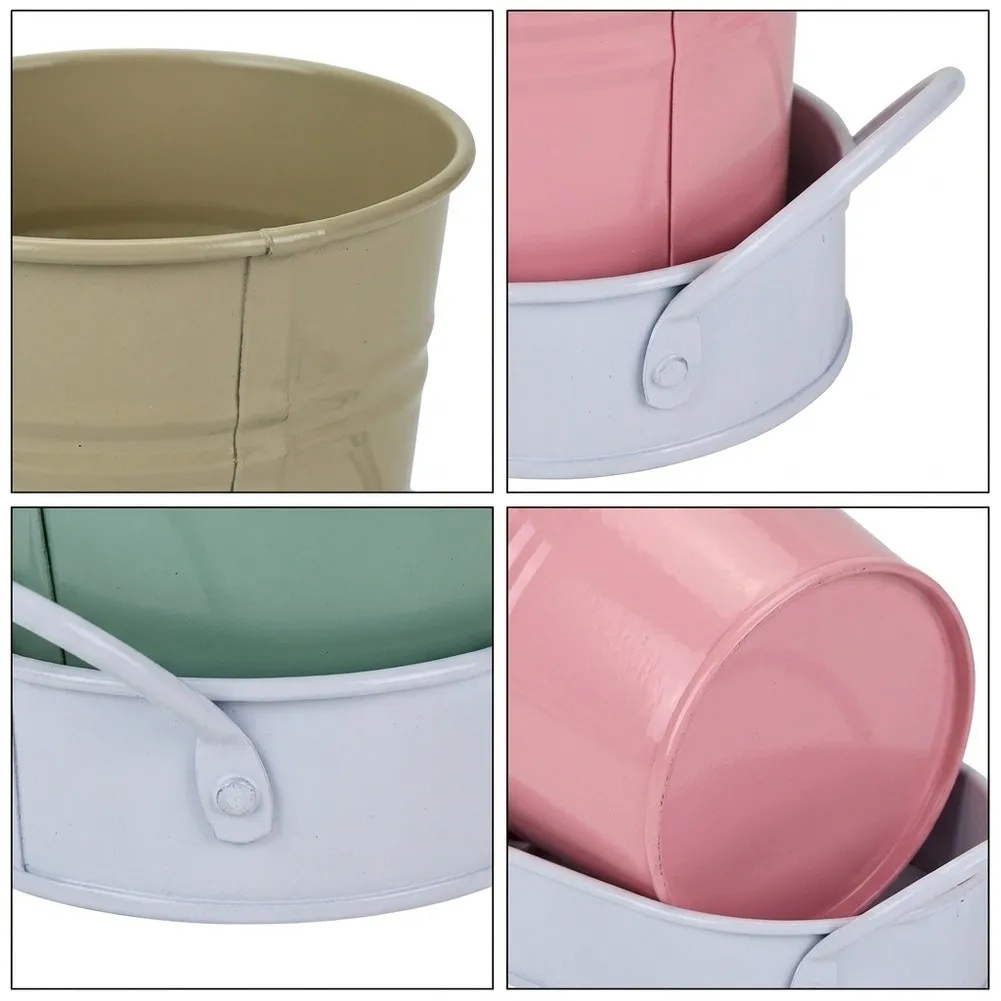 2Set Indoor Herb Garden Flower Pots Metal Windowsill Containers With Trays For Growing Plants Flower Outdoor Window Decor